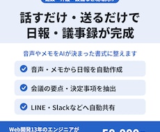 音声やメモからAIが日報・議事録を自動作成します イメージ1