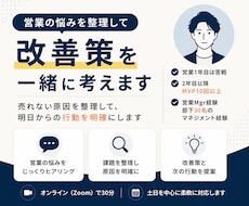 営業の悩みを整理して改善策を一緒に考えます 売れない原因を整理して、明日からの行動を明確にします