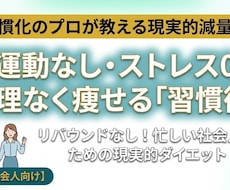 習慣のプロが無理なく減量する現実的な方法を伝えます イメージ1
