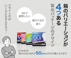 色違いやサイズ違いのパッケージデザインします ガジェット・家電・インテリア雑貨に対応／バリエーション4箱