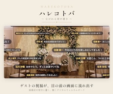 結婚式に動くデジタルウェルカムボード提供します 受付でQRを読むだけ。祝福コメントが画面を流れる新演出
