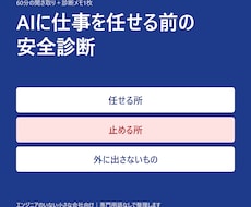 AIに仕事を任せる前の安全診断をします 止める所・任せる所・外に出さない情報を1枚に