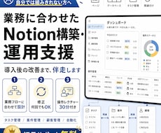 Notion構築＆運用サポート｜業務を効率化します 作って終わりにしない。既存のフローに合わせたシステム設計