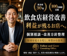 飲食店経営改善へ導く個別相談・改善方針整理行います 飲食歴30年・100店舗超支援。利益が残るお店へ。