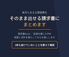 毎月の立替経費をまとめます 請求書とPDFに。枚数と合計を照らしてお渡し