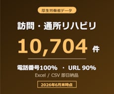 訪問・通所リハビリの営業リスト提供します 電話番号100%／10,704件／2026年6月末時点