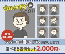 表情違い×6で男性アイコンをセミオーダーで作ります 最短即日納品可能！安い・早い・沢山の表情／ブログの吹き出しに