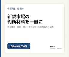 新規市場を公開情報で調査・分析します 市場構造・需要・競合・参入余地を一冊に整理します
