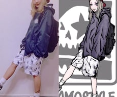 写真をもとに似顔絵風イラストを描きます