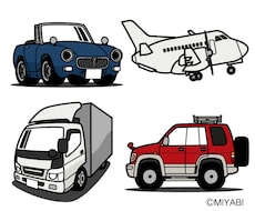 企業販促物やプレゼントに！乗り物イラスト制作します 車・飛行機・船等の乗り物をお描きします
