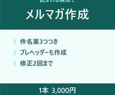 メルマガの原稿を、読まれる構成で作成します 1本3,000円。件名案3つつき・修正2回
