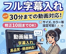 動画の音声字幕を挿入します SNSや結婚式など！手間がかかる字幕入力作業を代行！
