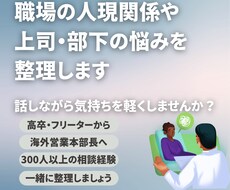 職場の人間関係や上司・部下の悩みを整理します 会社では話しにくい悩みも安心して話せます
