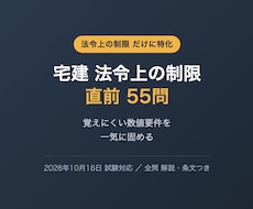 宅建の法令上の制限だけ55問を提供します 覚えにくい数値要件だけを一気に固める直前演習