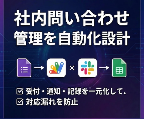 社内業務自動化GAS×Slack連携ツール作ります 現場で使える業務自動化を、設計から実装まで。 イメージ1