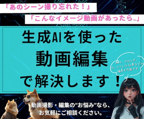 動画編集はもちろん、AI動画の作成できます 画像動画生成からリップシンク、一般的な編集まで全て対応可能。 イメージ1