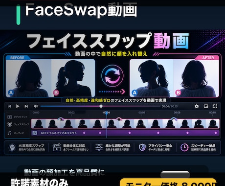 許諾済み素材で顔差し替え動画を作成します イメージ1
