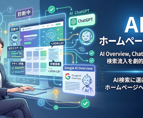 AI×Web制作25年以上の視点で本気診断します デザイン以外にも集客・SEO・AI検索・導線まで徹底チェック イメージ1