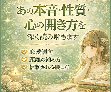 彼氏や旦那が本当は何を考えているか霊視します 本音、心を閉ざす理由、距離が縮まる接し方まで読み解きます イメージ1