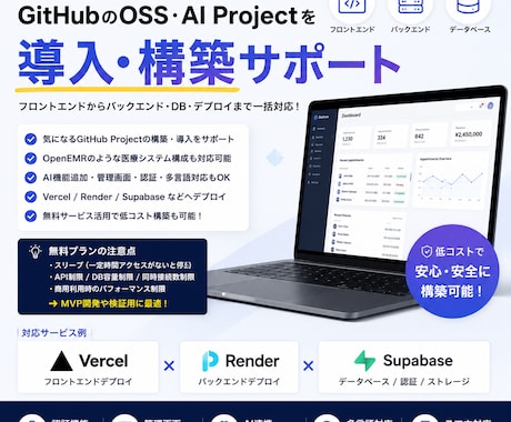 GitHubのOSS導入支援します フロント〜DBまで構築対応可能 イメージ1