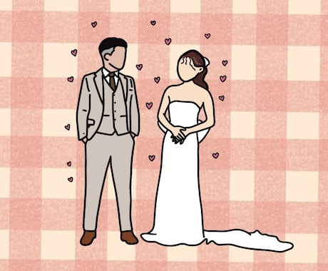 結婚式などで使えるイラストを描きます オシャレな線画のシンプルなイラストデータ作成します イメージ2