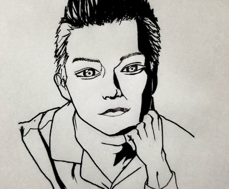 ボールペンで似顔絵(モノクロ)を描きます アイコンに、カードに、シンプルな似顔絵を イメージ2