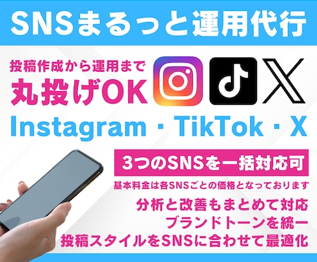 Instagram・X・TikTok運用代行します 専属SNS運用マーケチームが投稿作成＆効果的な集客をサポート イメージ2