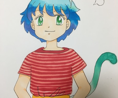 額装した記念日の似顔絵イラスト作成します 紙に画材で描いたオンリーワンのイラストを記念品に イメージ2