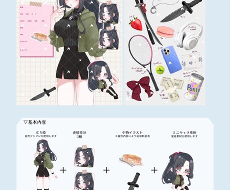 コテキャシート作成いたします パターンC、縦向き細かめな描写 イメージ2
