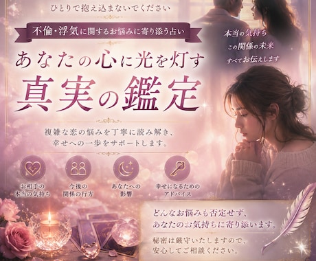 不倫浮気専門　その人があなたを幸せにするか占います 不倫浮気してる人　されている人　苦しいのに離れられない人へ イメージ2