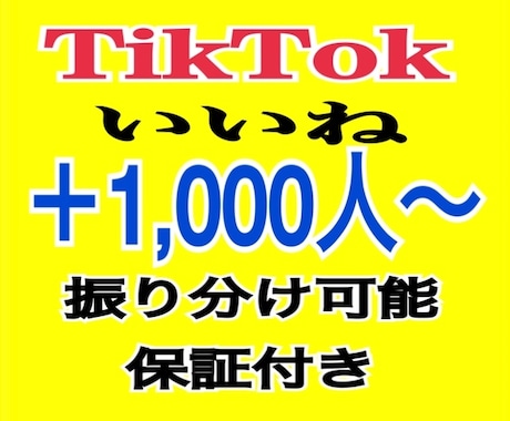 TikTokいいね1000回以上拡散増加します 複数動画振り分け可能！再生回数１００万再生も！ティックトック イメージ1