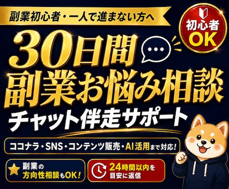 副業の悩みを30日間チャットで無制限相談対応します SNS副業・AI活用までなんでも相談できる30日伴走サポート イメージ1