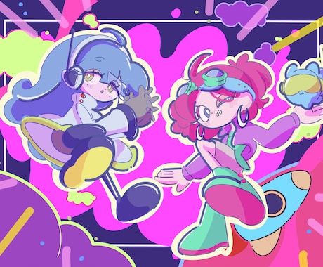 カートゥーン風！レトロポップなイラストお描きします レトロとポップ