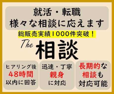 相談対応　就活や転職に関するご相談承ります メッセージで完結/不安解消　総販売実績1200件突破 イメージ1
