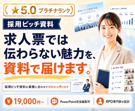 採用ピッチ資料を業種に合わせてゼロから作ります 求人票では伝わらない魅力を、資料で届けます イメージ1
