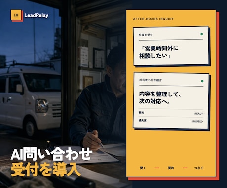 AI問い合わせ受付をサイトに導入します 営業時間外の相談を整理し担当者へ引き継ぎます イメージ1