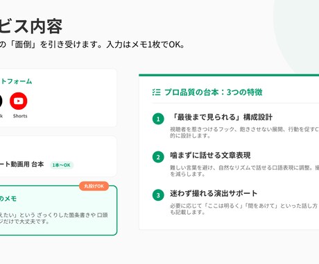 伝わるリール台本を丁寧に作成します 伝えたい想いを“届くリール台本”として丁寧に言葉にします。 イメージ2