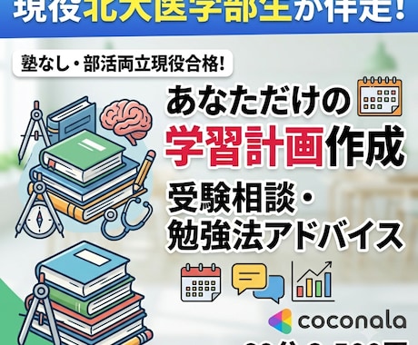 現役北大医学部生が一緒に学習計画を作ります 合格の鍵は神授業でも神教材でもなく地道なスケジュール管理！ イメージ1
