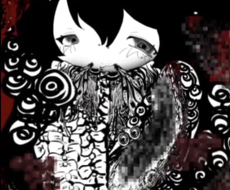 萌え×ダーク融合のオリジナルイラスト制作しますます ダーク・病み・萌えを融合した没入感のある絵を制作します イメージ1