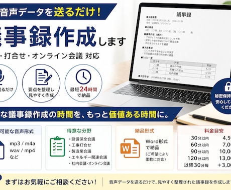 音声を送るだけ！議事録作成します イメージ1