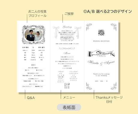 高品質◎三つ折りプロフィール＆席次表お作りします 1部130円で上品で見やすいプロフィールブックをお届けします イメージ2
