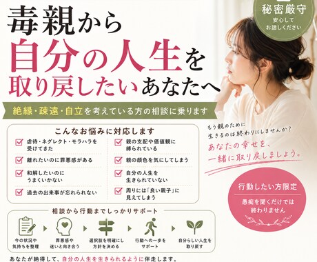 毒親から離れて人生を取り戻したい方の相談に乗ります もう親に人生を振り回されたくない方へ イメージ1