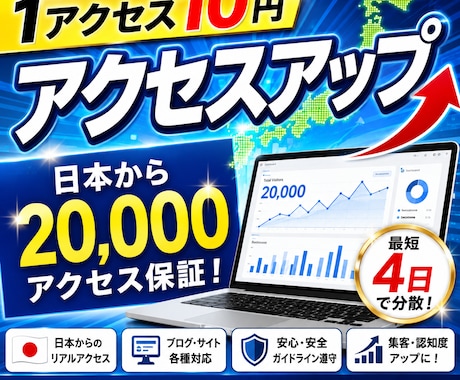 あなたのサイトに日本から20,000PV付与します サイト・ブログのアクセスアップをサポートします! イメージ1