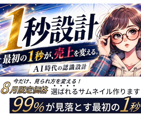 選ばれる【1秒設計】サムネイルを制作します イメージ1