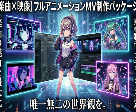 オリ楽曲～フルアニメーション～MVPV制作します 作曲～素材～アニメまで対応！最速で貴方の世界観を形に イメージ1