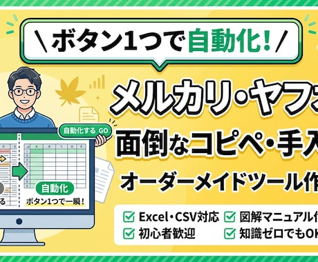 面倒な物販のデータ入力をボタン１つで自動化します 毎日の面倒なコピペ・価格計算をボタン一つで1秒全自動化！ イメージ1