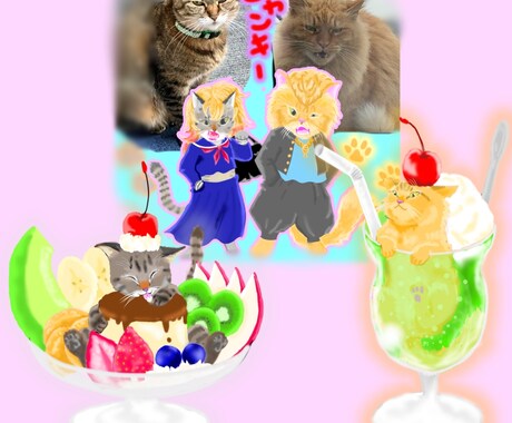 あなたのペットちゃん、オリジナルイラストにします パロディ★アイコン風●イラストを難病障害者が描きます♪ イメージ2