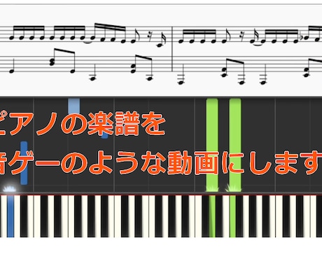 ピアノの楽譜から音ゲーのような動画を作成します どの鍵盤を押すのか可視化！演奏のイメージがつかめます♪ イメージ1