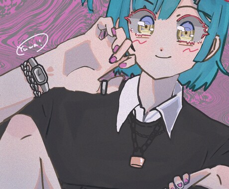 SNSで使えるアイコンをお描きします ファンシーで弾けた笑顔のアイコンをお描きします イメージ1