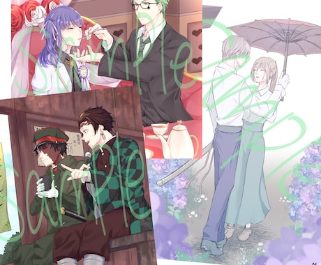 夢絵、イラストお描きします サムネ、挿絵等、コテキャ用立ち絵、BLGLお受け致します！ イメージ2